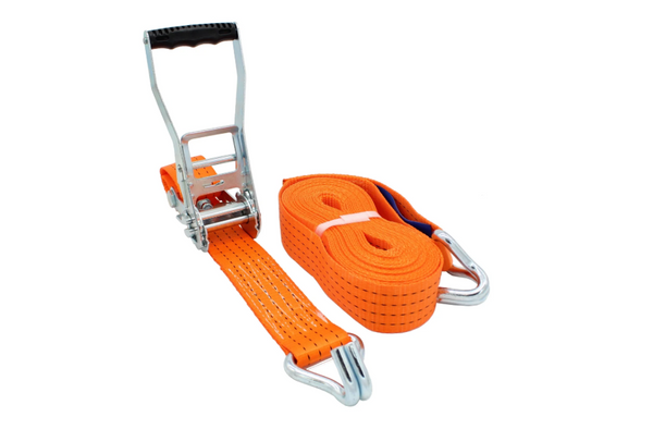 Ratchet Lashing Strap 4T 9m 50mm – 2-Piece J-Hooks – Orange – 240 pcs/Pallet (€6.34/pc)